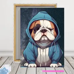 ARTE CONSENTIDO - Pintura con diamantes Bulldog Capucha 30x40 con Bastidor