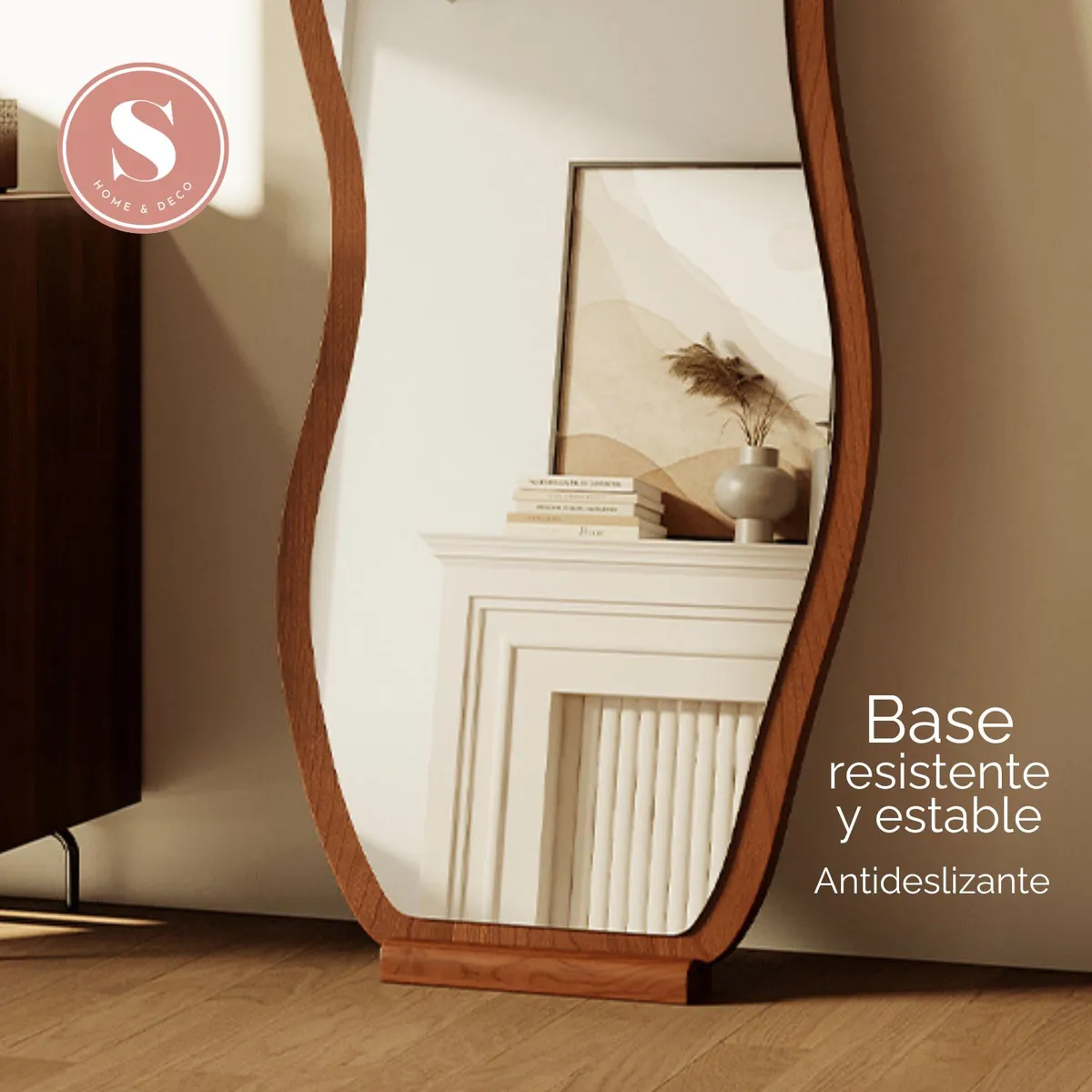 SANTU HOME & DECO - Espejo Irregular Cuerpo Entero Nogal 170x70cm