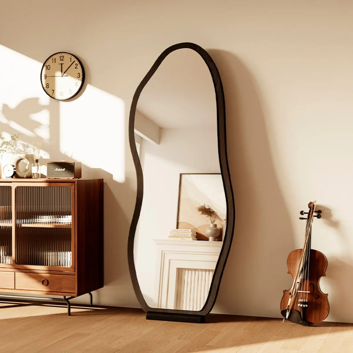 SANTU HOME & DECO - Espejo Irregular Cuerpo Entero Café Oscuro 170x70cm