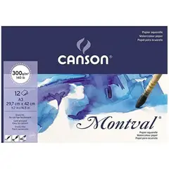 CANSON - Block Montval Acuarela 300gr 29.7X42cm 12hjs Fino