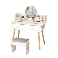 Tocador Madera Espejo Con Luz Y Taburete