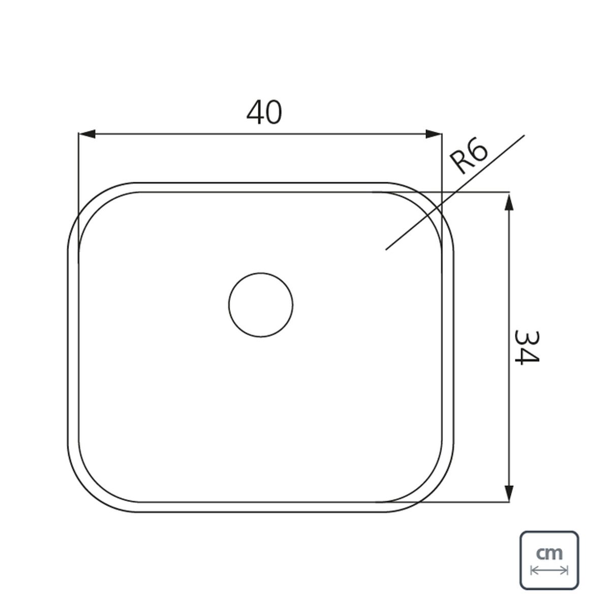TRAMONTINA - Cubeta Bajo poner Tramontina Dora 40 BL R6 de Acero Inoxidable Cepillado con Válvula con escape 40 x 34 cm