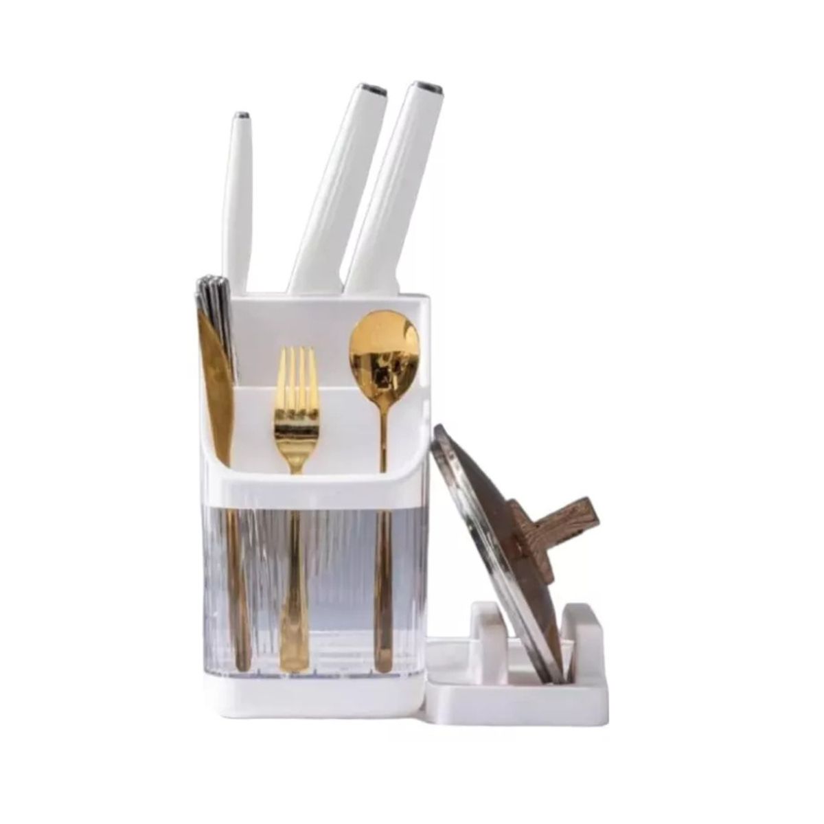 GENERICO - Organizador de utensilios con soporte para tapa ollas multifuncional