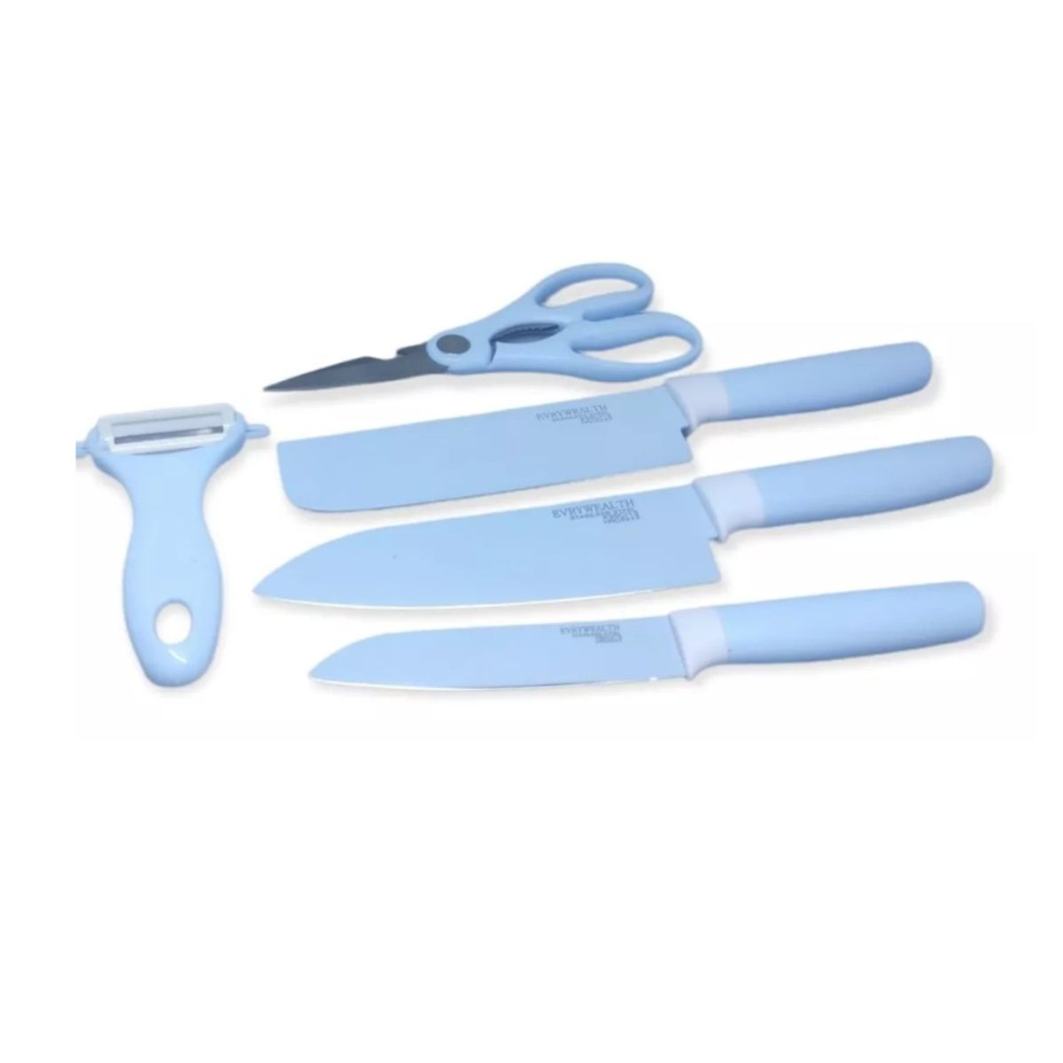GENERICO - Set De Cuchillos De 6 Piezas Acero Inoxidable Pelador Tijera azul