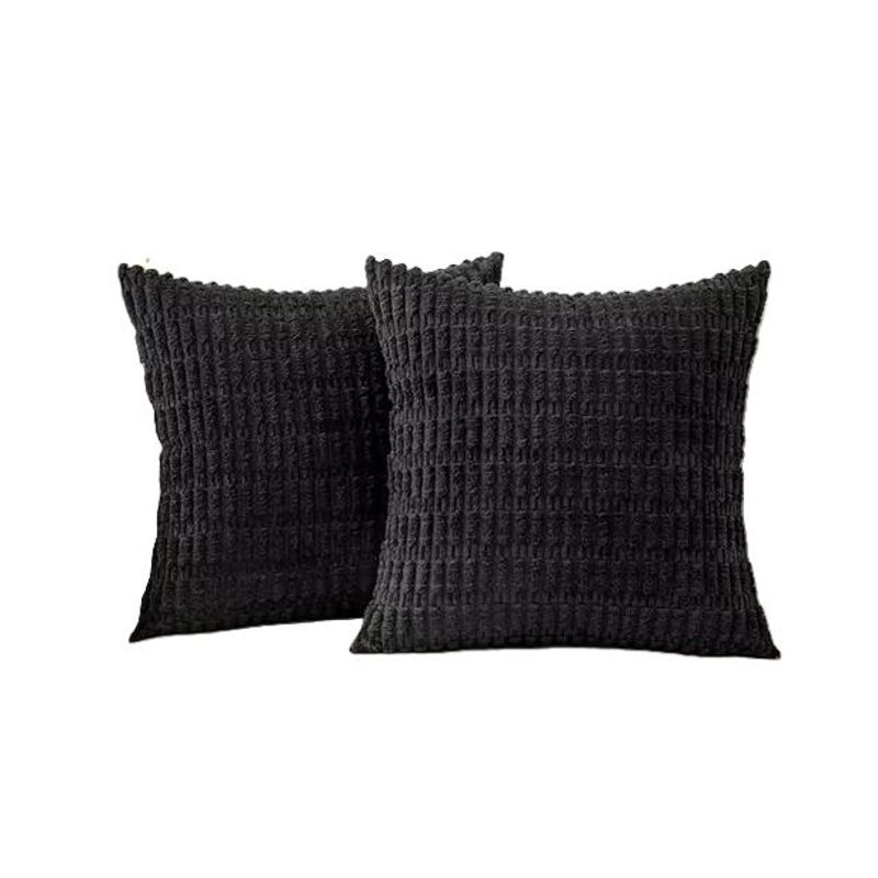 GENERICO - Pack 2 Fundas Almohadas Cojín 45x45 cm Suave-Sillón y Cama Negro
