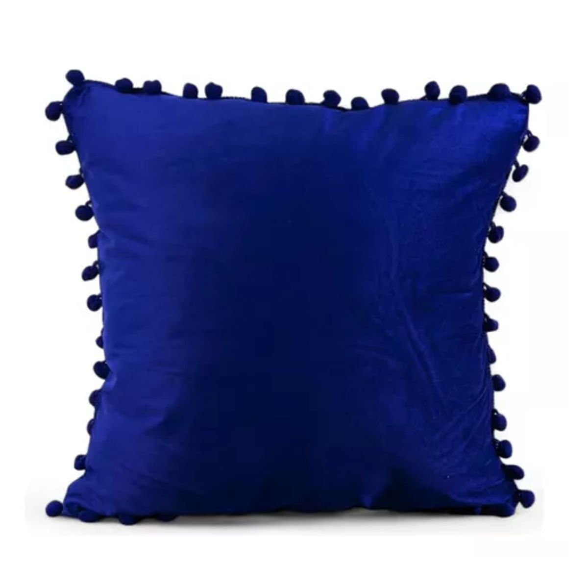 GENERICO - Pack 2 Fundas de Cojines Terciopelo con Pompones 45x45 cm Azul Marino