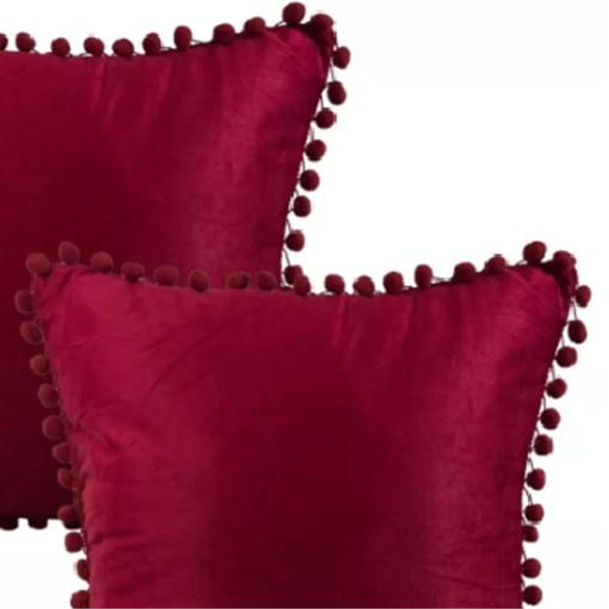 GENERICO - Pack 2 Fundas de Cojines Terciopelo con Pompones 45x45 cm Conchevino