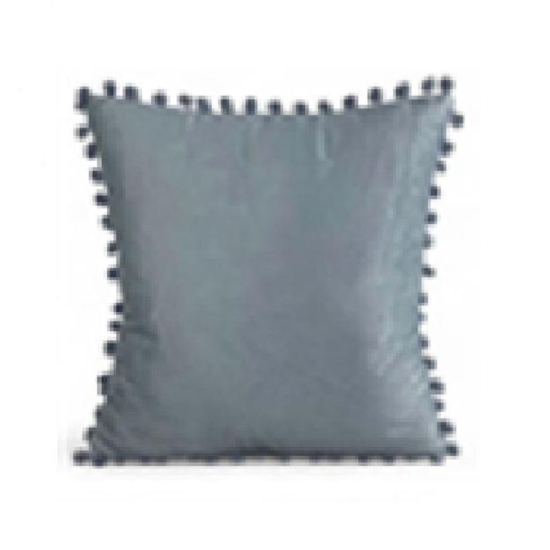 GENERICO - Pack 2 Fundas de Cojines Terciopelo con Pompones 45x45 cm Gris Claro