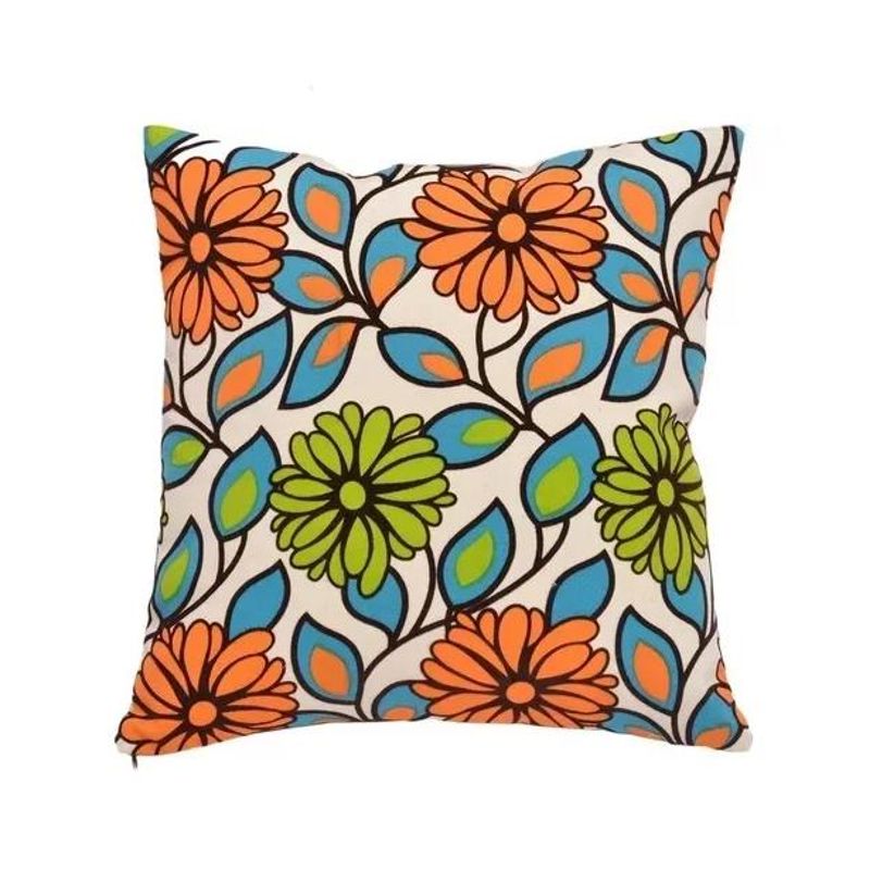 GENERICO - Pack 6 Fundas Cojín Diseños y Colores 43x43 cm Naranja con Azul Flor