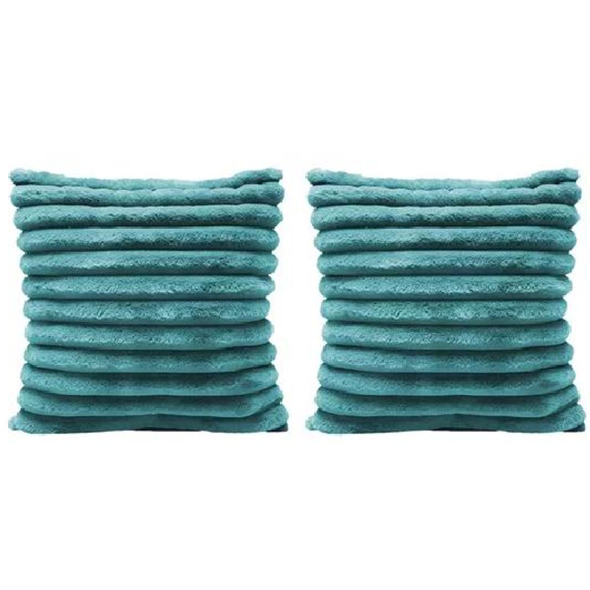 GENERICO - Pack 2 fundas cojín super suave líneas decoración 43x43 cm turquesa