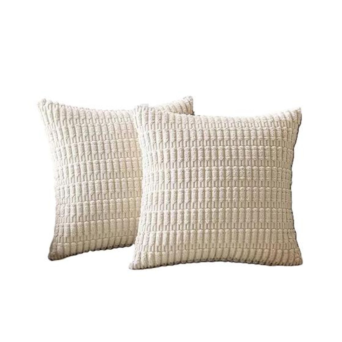 GENERICO - Pack de 2 Fundas de Almohadas Cojín 45x45 cm Blanco Crema