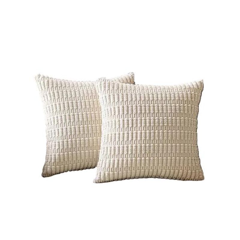 GENERICO - Pack de 2 Fundas de Almohadas Cojín 45x45 cm Blanco Crema
