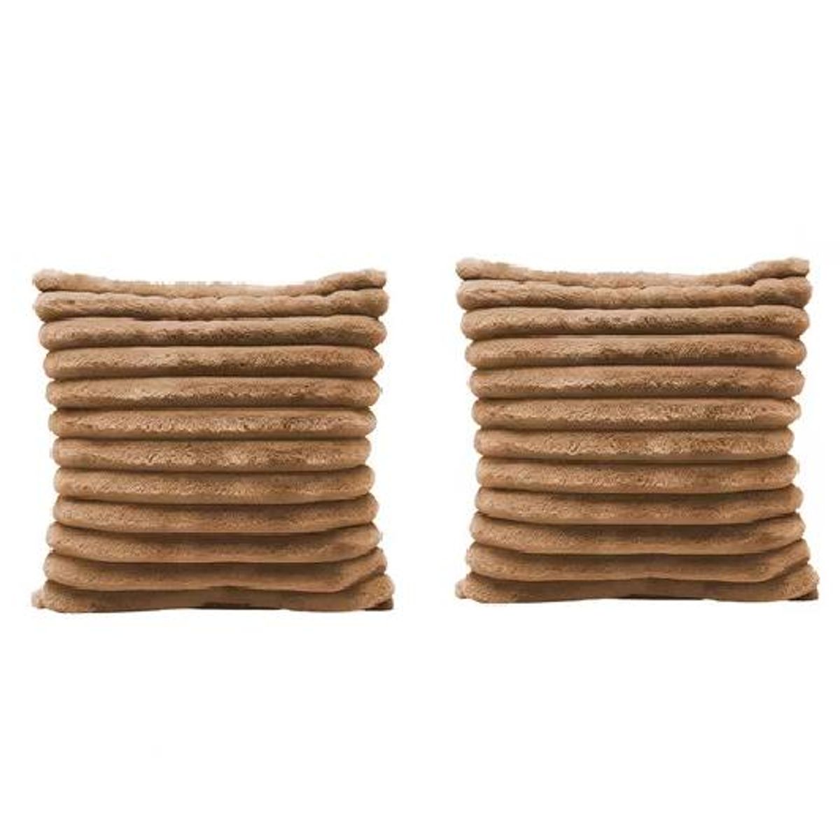 GENERICO - Pack 2 fundas cojín super suave líneas decoración 43x43 cm color beige