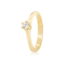 JB JOYAS BARON - Anillo Compromiso de Oro 18kt Solitario Circón 6 grifas.