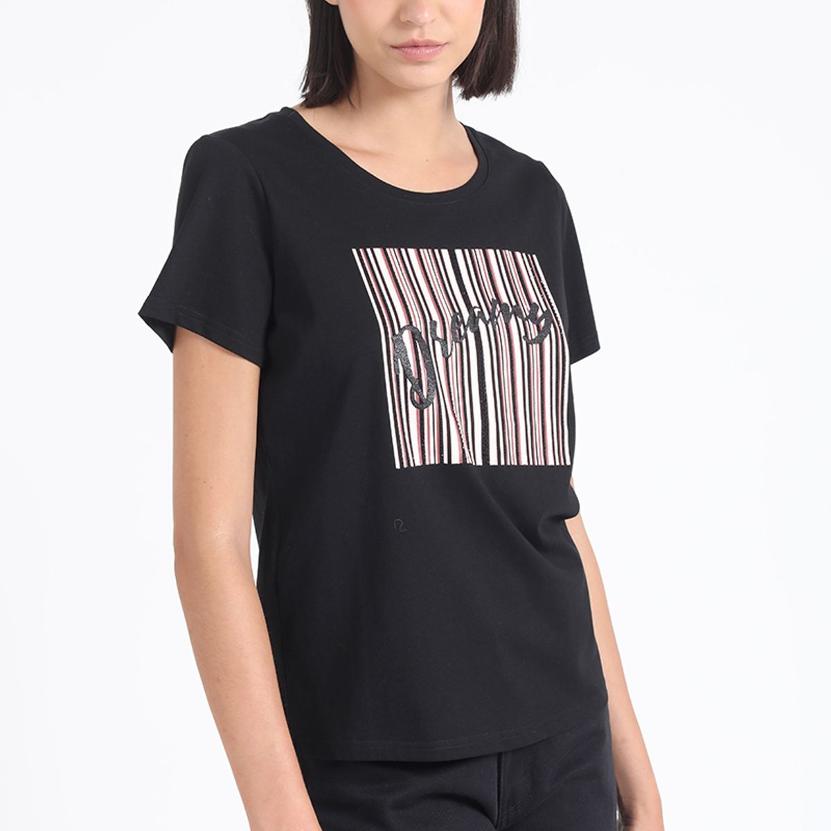 LIOLA - Polera Algodón Dreamy Strass, Negro Liola