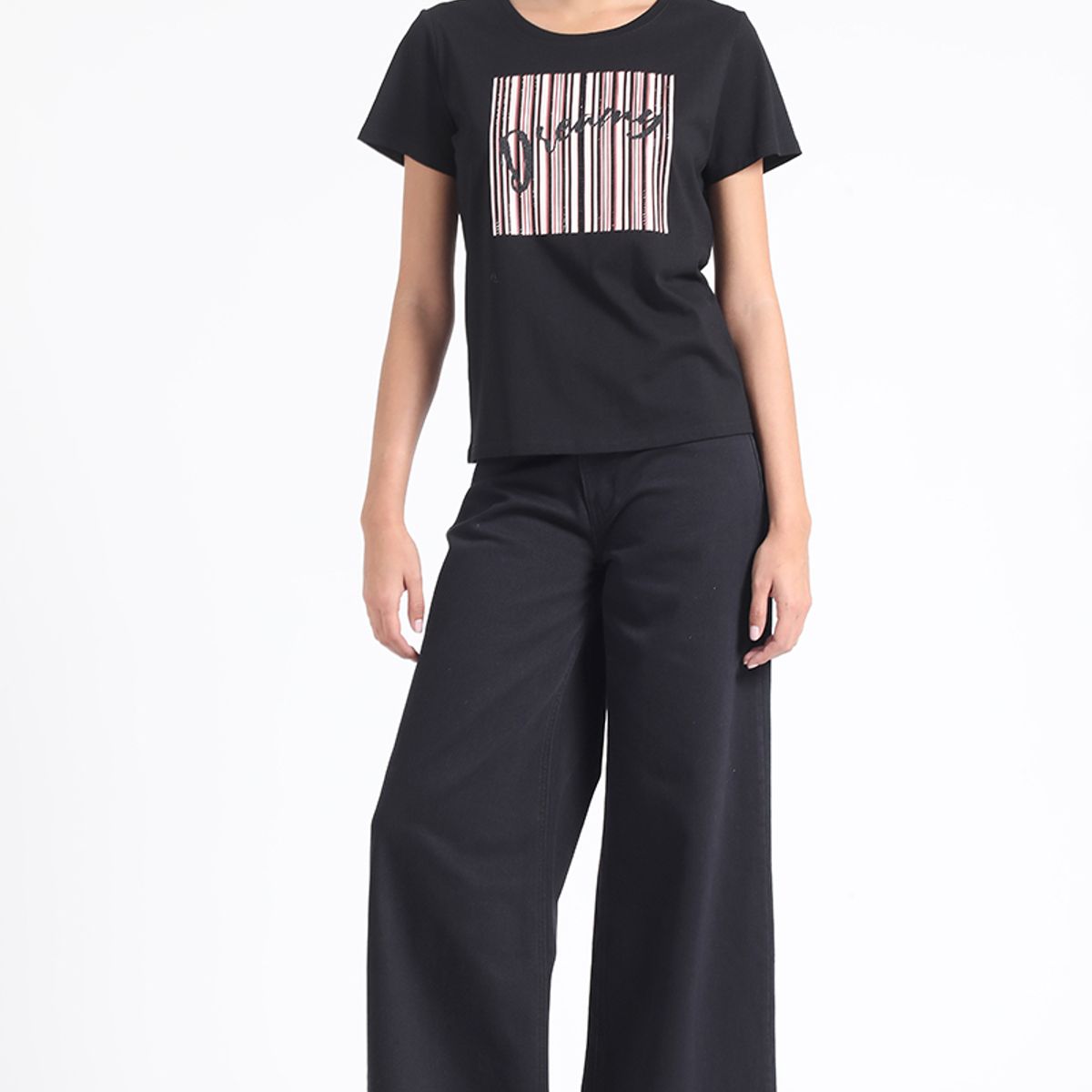 LIOLA - Polera Algodón Dreamy Strass, Negro Liola