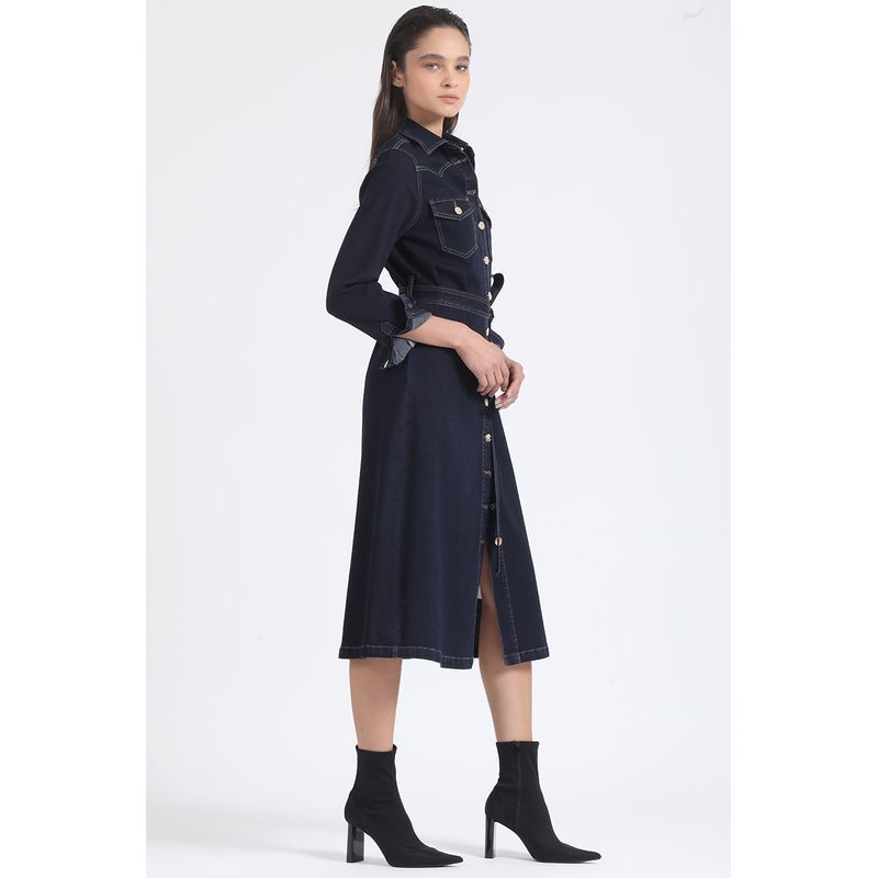 LIOLA - Vestido Midi Denim, Indigo Liola