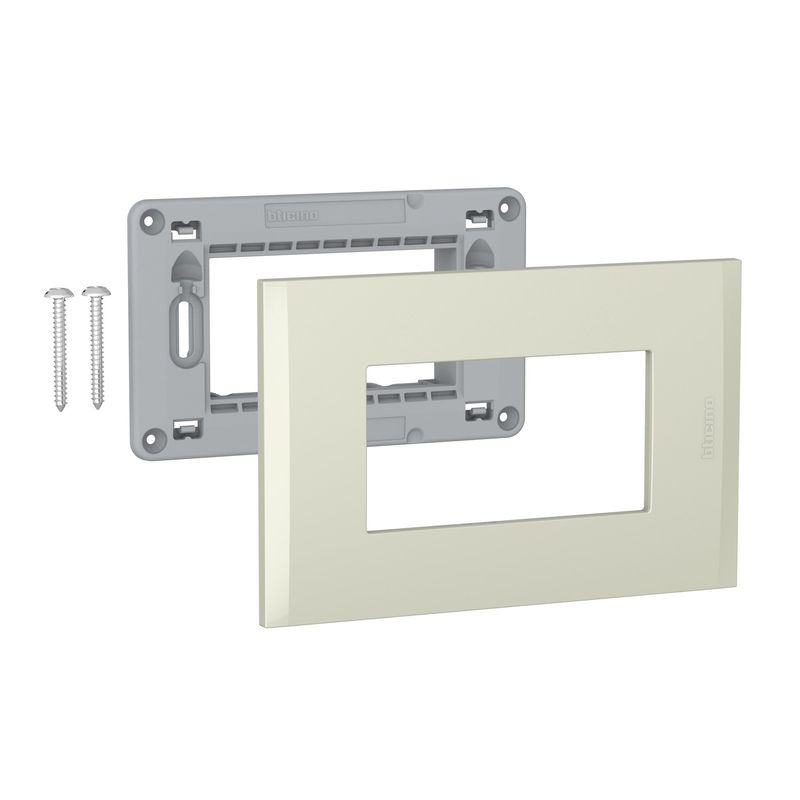 BTICINO - PLACA 3P PERLA CON SOPORTE Bticino