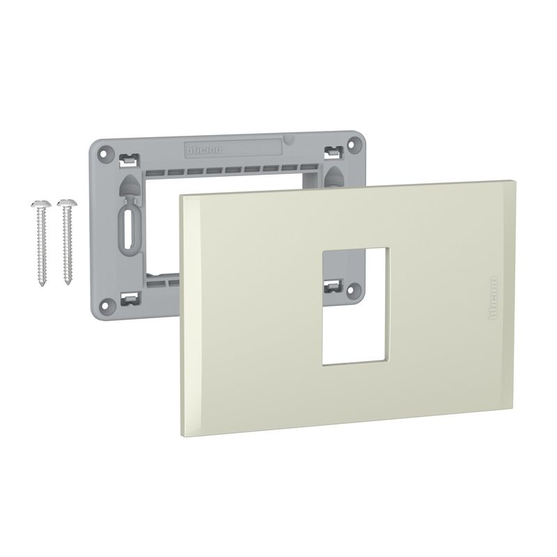BTICINO - PLACA 1P PERLA CON SOPORTE Bticino