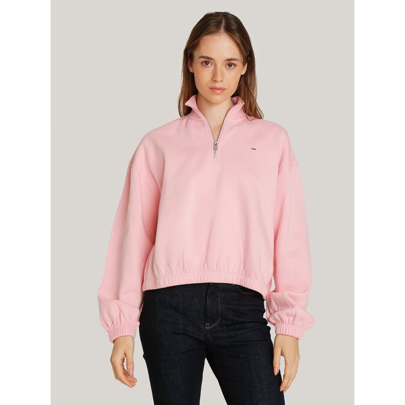TOMMY HILFIGER - Polerón Cropped Con Cierre Rosado Tommy Hilfiger