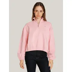 TOMMY HILFIGER - Polerón Cropped Con Cierre Rosado