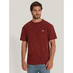 TOMMY HILFIGER - Polera Jaspeada Con Logo Regular Fit Burdeo