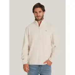 TOMMY HILFIGER - Polerón Solid Con Medio Cierre Beige