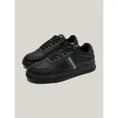 TOMMY HILFIGER - Zapatillas Supercup Stripes De Cuero Negro