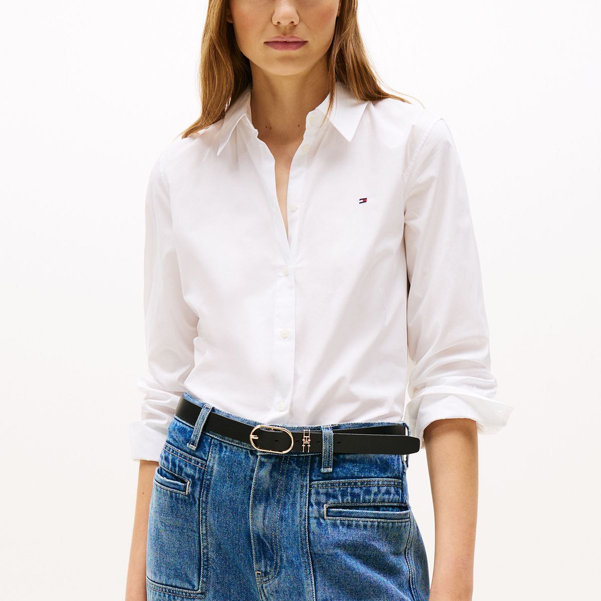 TOMMY HILFIGER - Camisa Stretch De Corte Regular Blanco Tommy Hilfiger
