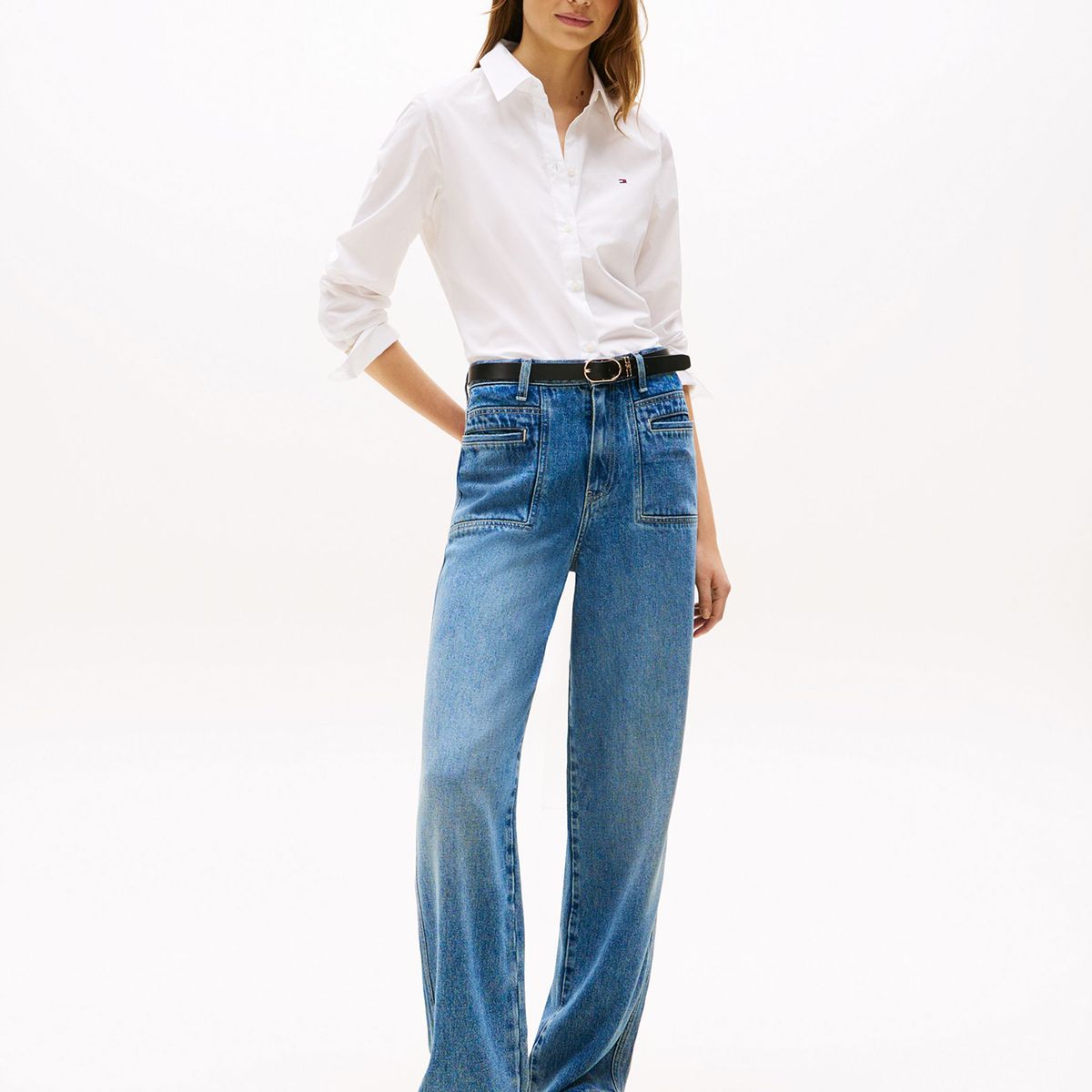 TOMMY HILFIGER - Camisa Stretch De Corte Regular Blanco Tommy Hilfiger