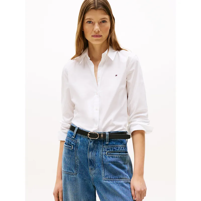 TOMMY HILFIGER - Camisa Stretch De Corte Regular Blanco Tommy Hilfiger