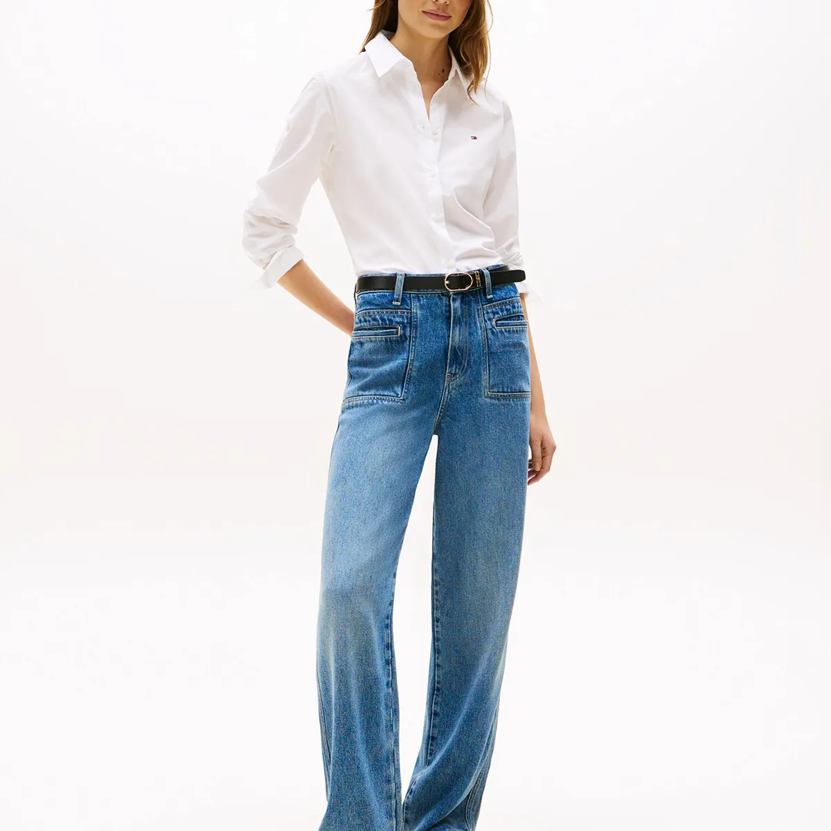 TOMMY HILFIGER - Camisa Stretch De Corte Regular Blanco Tommy Hilfiger