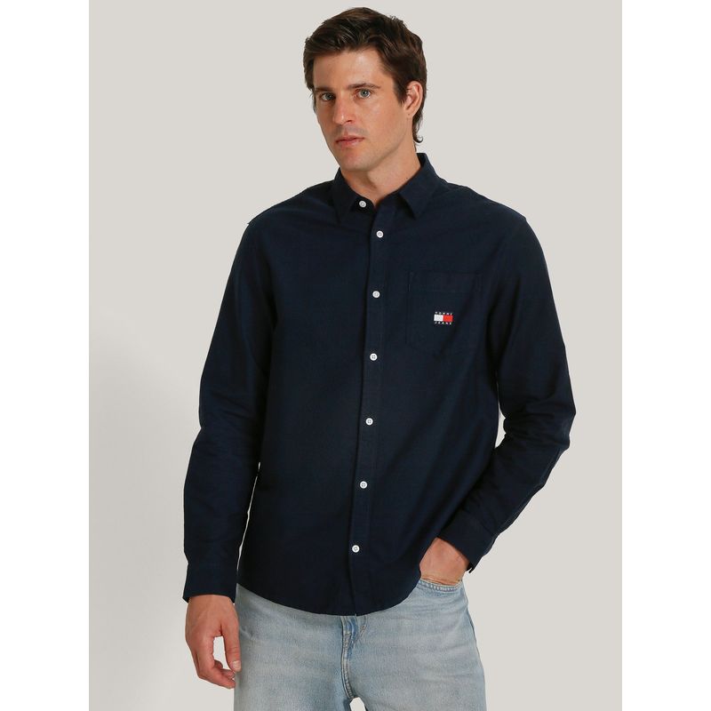 TOMMY HILFIGER - Camisa Flag Badge Regular Fit Azul Tommy Hilfiger