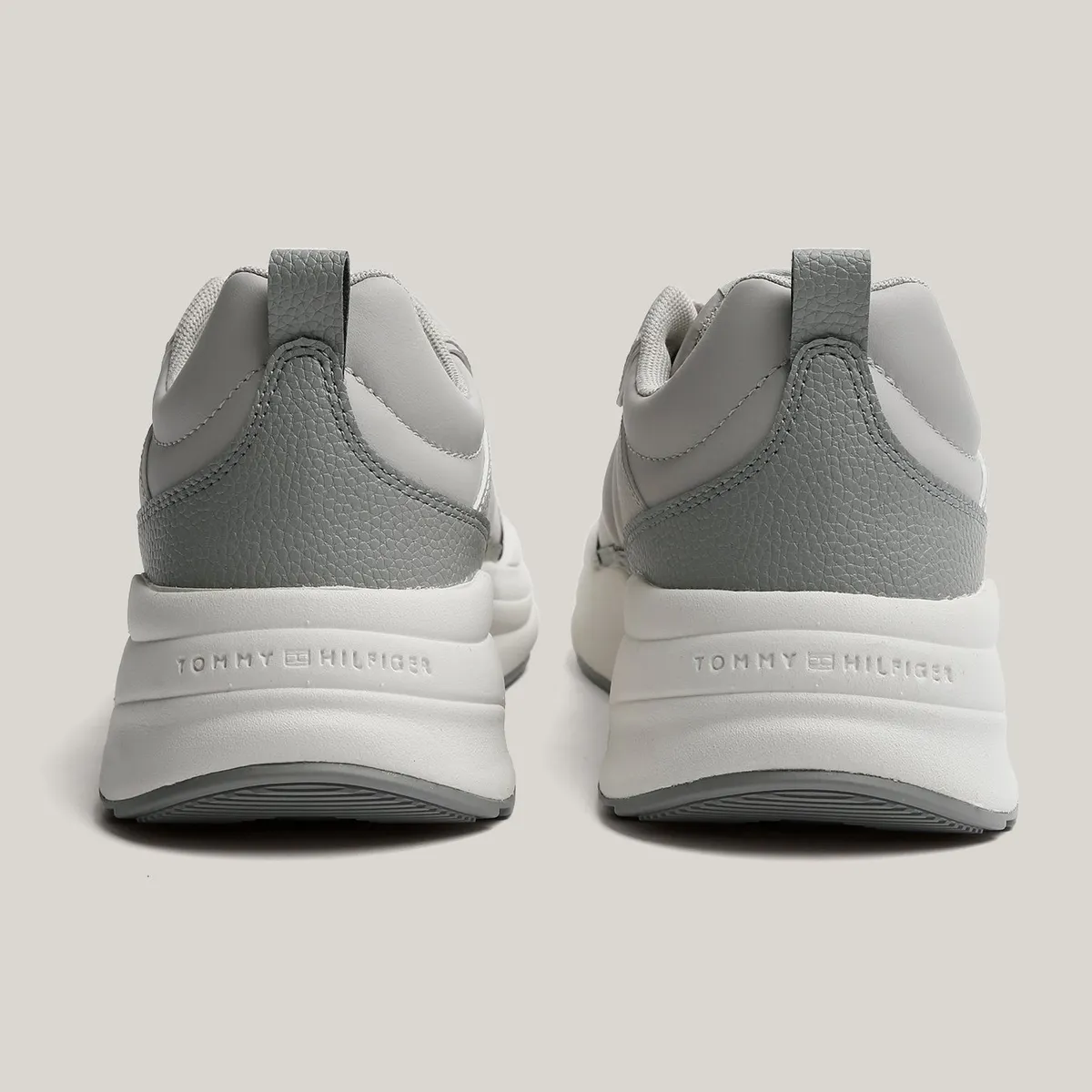 TOMMY HILFIGER - Zapatillas De Cuero Chunky Dressy Gris Tommy Hilfiger