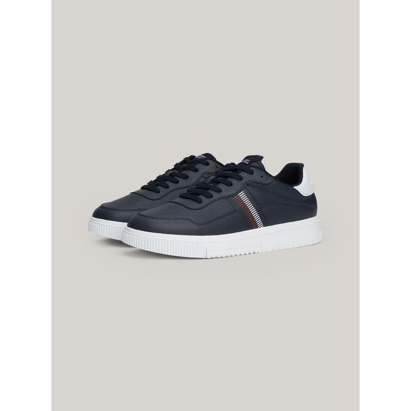 TOMMY HILFIGER - Zapatillas Supercup Stripes De Cuero Azul Tommy Hilfiger