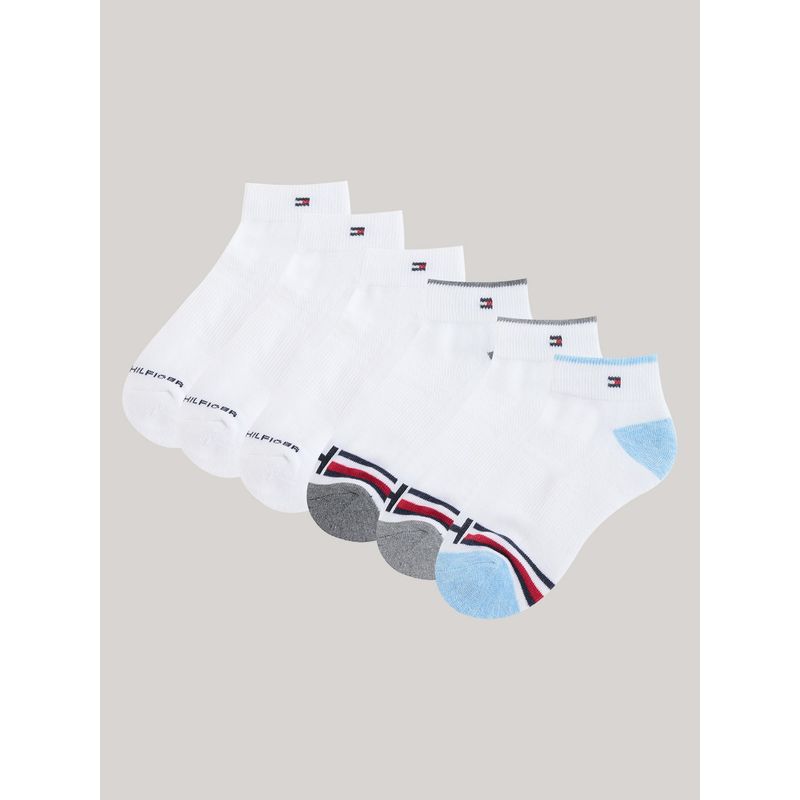 TOMMY HILFIGER - Pack De 6 Calcetines Athletic Quarter Gris Tommy Hilfiger