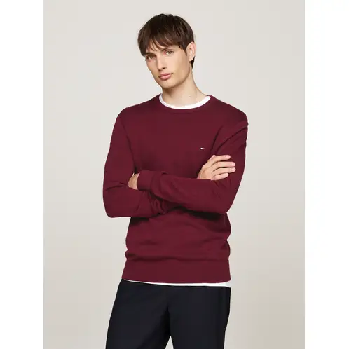 TOMMY HILFIGER - Sweater Básico Signature C-Neck Burdeo