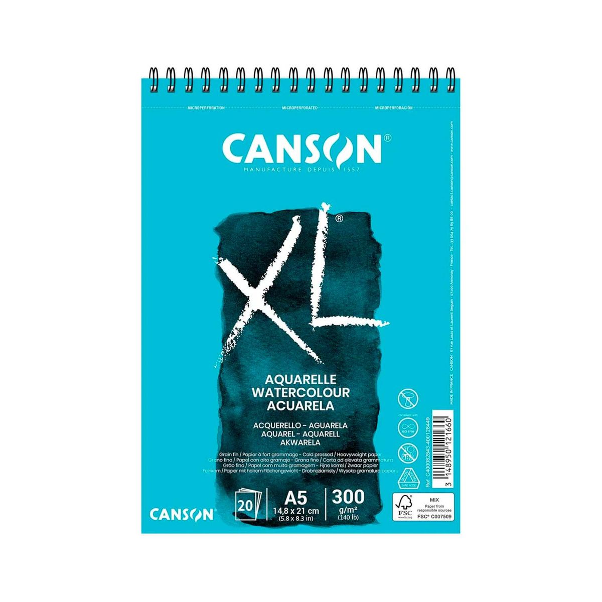 CANSON - Croquera Canson XL Aquarelle 300gr 20 hjs A5(14.8x21cm)