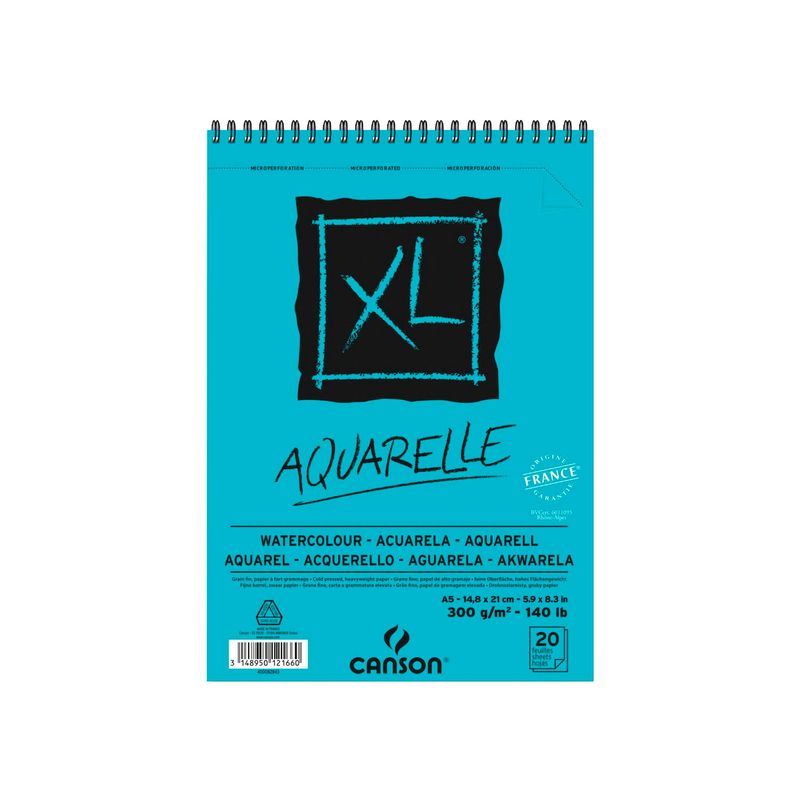 CANSON - Croquera Canson XL Aquarelle 300gr 20 hjs A5(14.8x21cm)