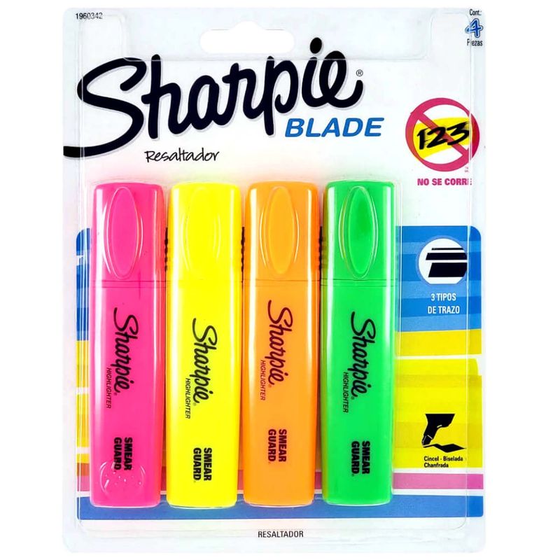 SHARPIE - Set Destacadores Sharpie Blade 4 Colores