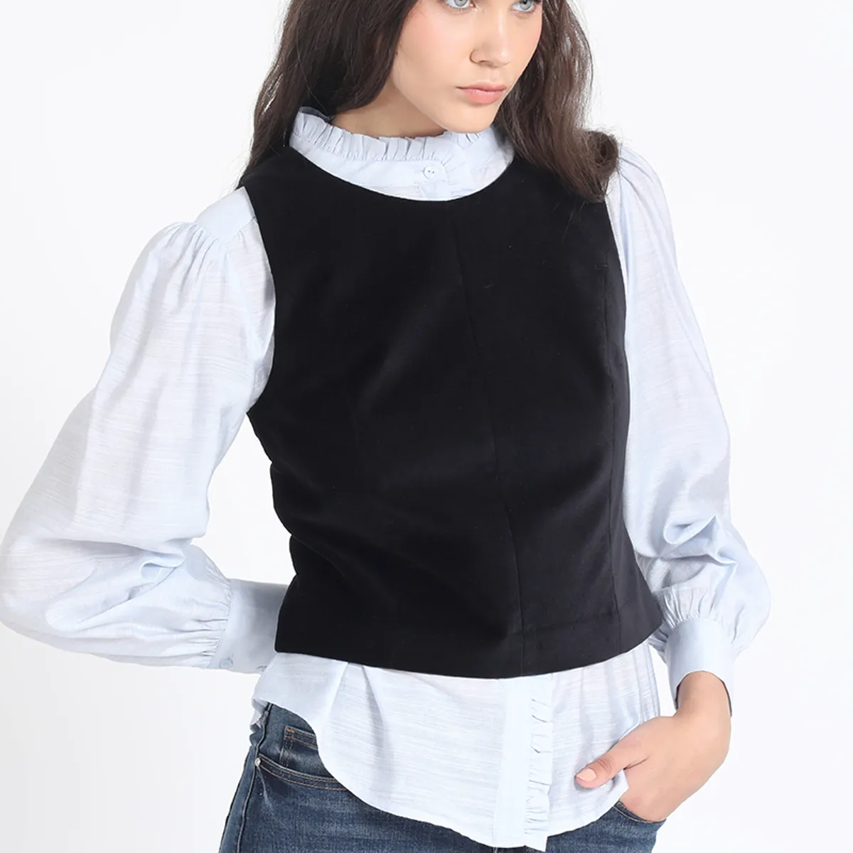 LIOLA - Top Terciopelo, Negro Liola