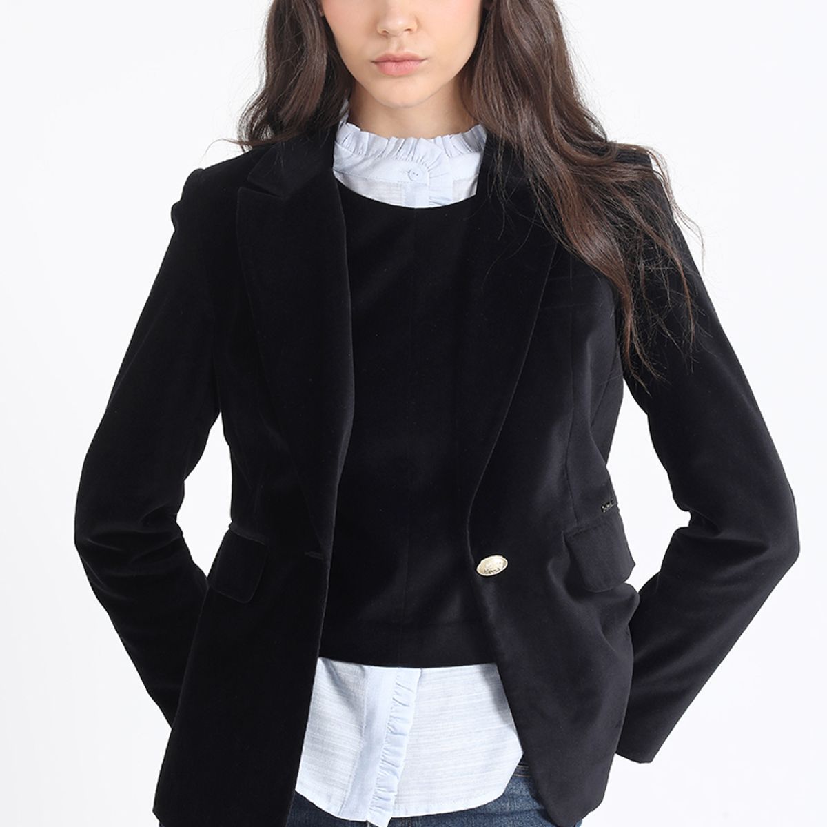 LIOLA - Top Terciopelo, Negro Liola