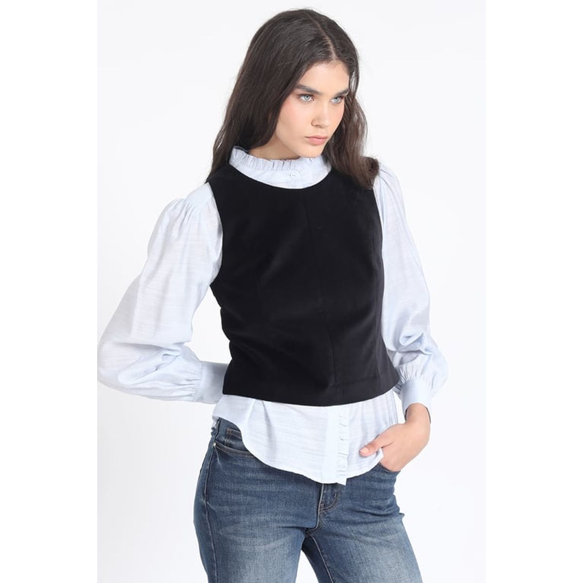 LIOLA - Top Terciopelo, Negro Liola