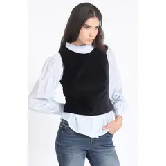 LIOLA - Top Terciopelo, Negro