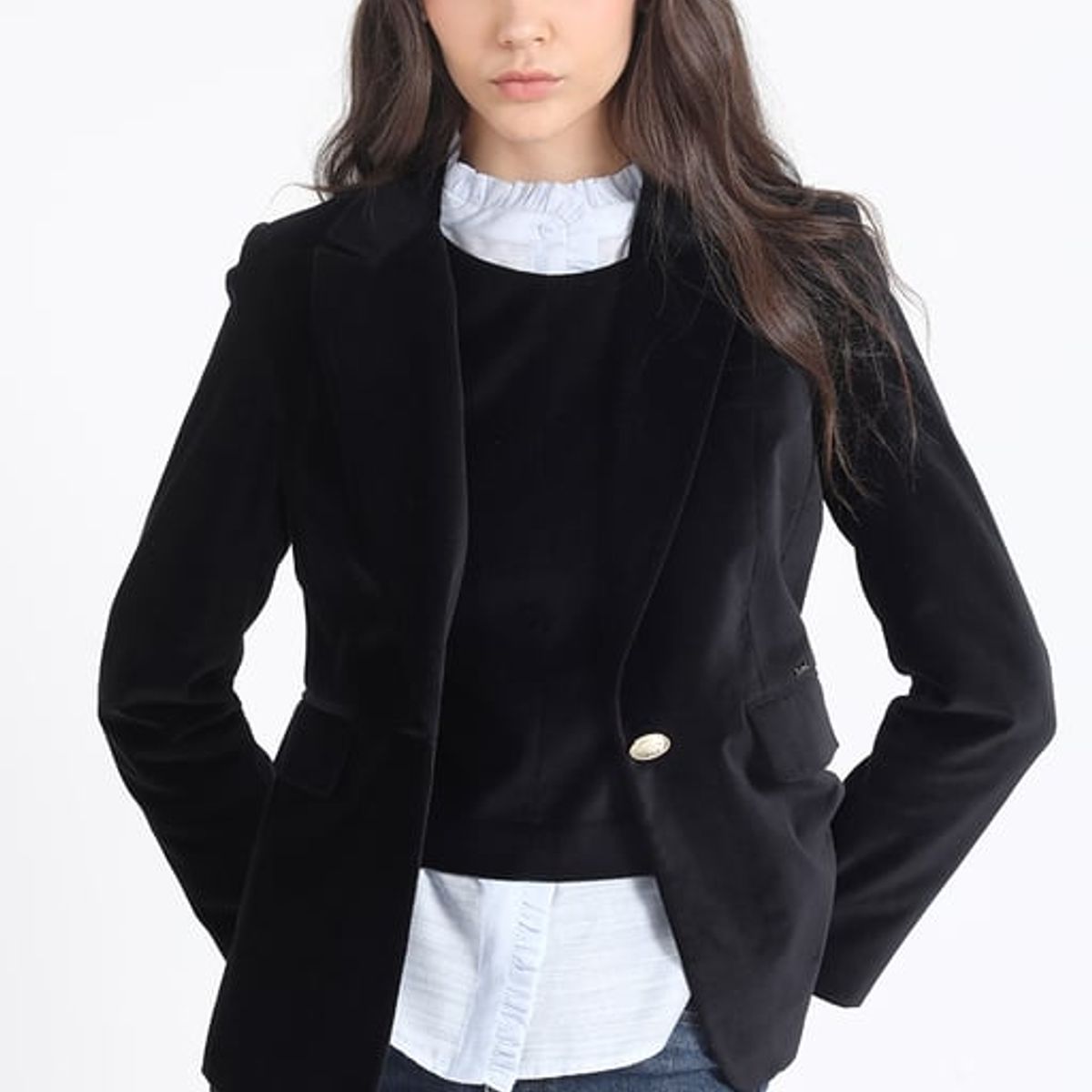 LIOLA - Top Terciopelo, Negro Liola