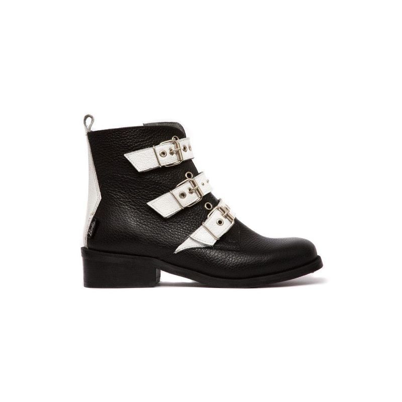 GIANI DAFIRENZE - Botin Barbie De Cuero Penny Negro Blanco C1