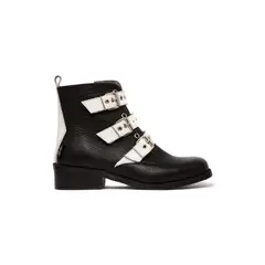 GIANI DAFIRENZE - Botin Barbie De Cuero Penny Negro Blanco C1