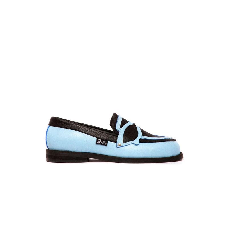 GIANI DAFIRENZE - Mocasin Barbie De Cuero Kitty Negro Celeste C2