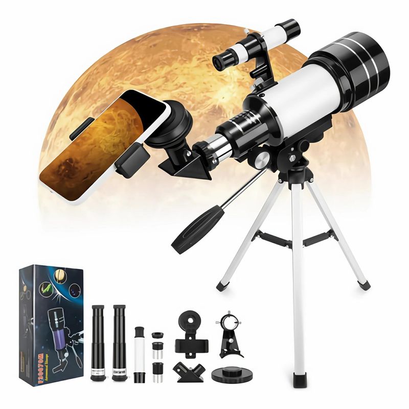 MUNDO MAGIA - Telescopio Astronómico 70300mm 150x Con Soporte Celular