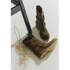 GIANI DAFIRENZE - Bota Mujer De Cuero Paola Verde C6.
